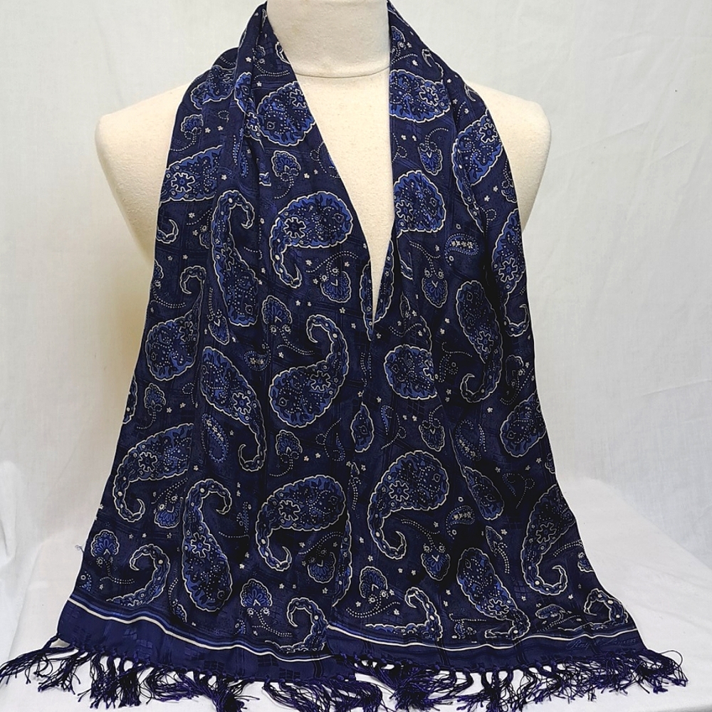 Ralph Lauren Blue Label Paisley Scarf - Navy and White